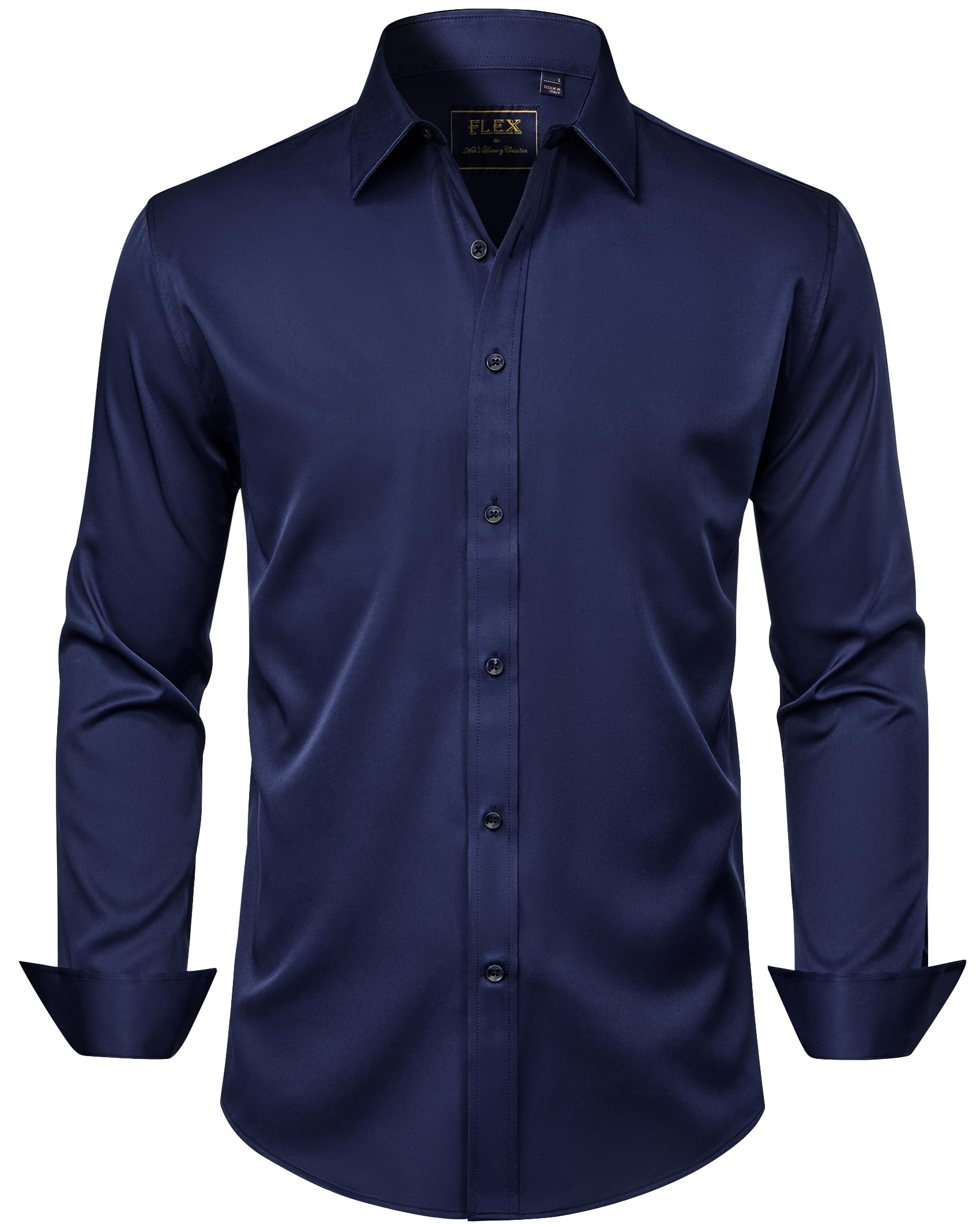 J.VER Men's Dress Shirts Solid Long Sleeve Stretch Wrinkle-Free Formal Shirt Business Casual Button Down Shirts