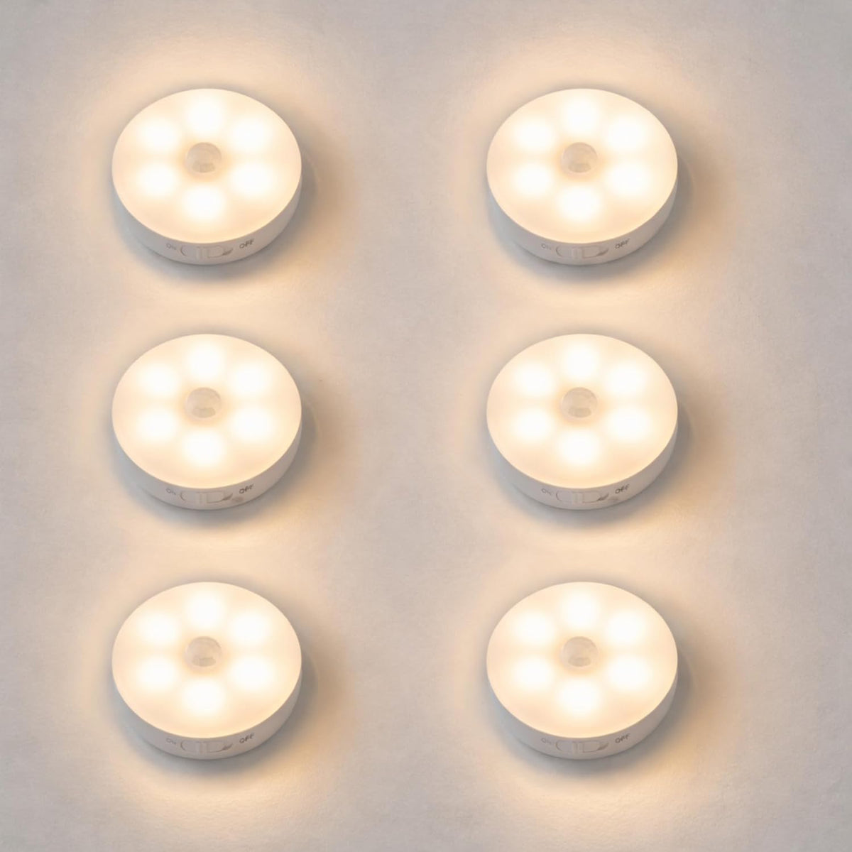 Amber LED Hareket Sensörlü Ledli Gece Lambası Şarj Edilebilir, Taşınabilir 4000k Günışığı (2 Adet)
