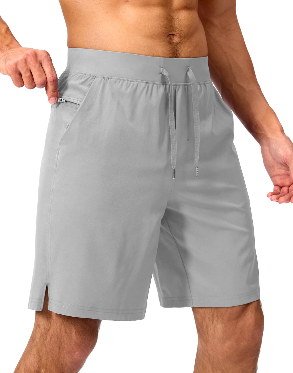Soothfeel Men's Running Shorts with Zipper Pockets 9"/ 7"/ 5" Quick Dry Eight Basketball Gym Workout Athletic Shorts