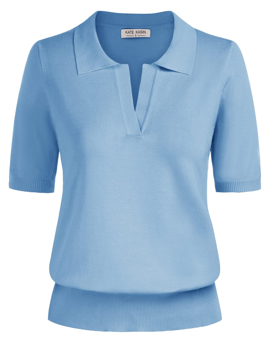 Women's Short Sleeve Classic V Neck Collared Casual Polo Sweater Tops