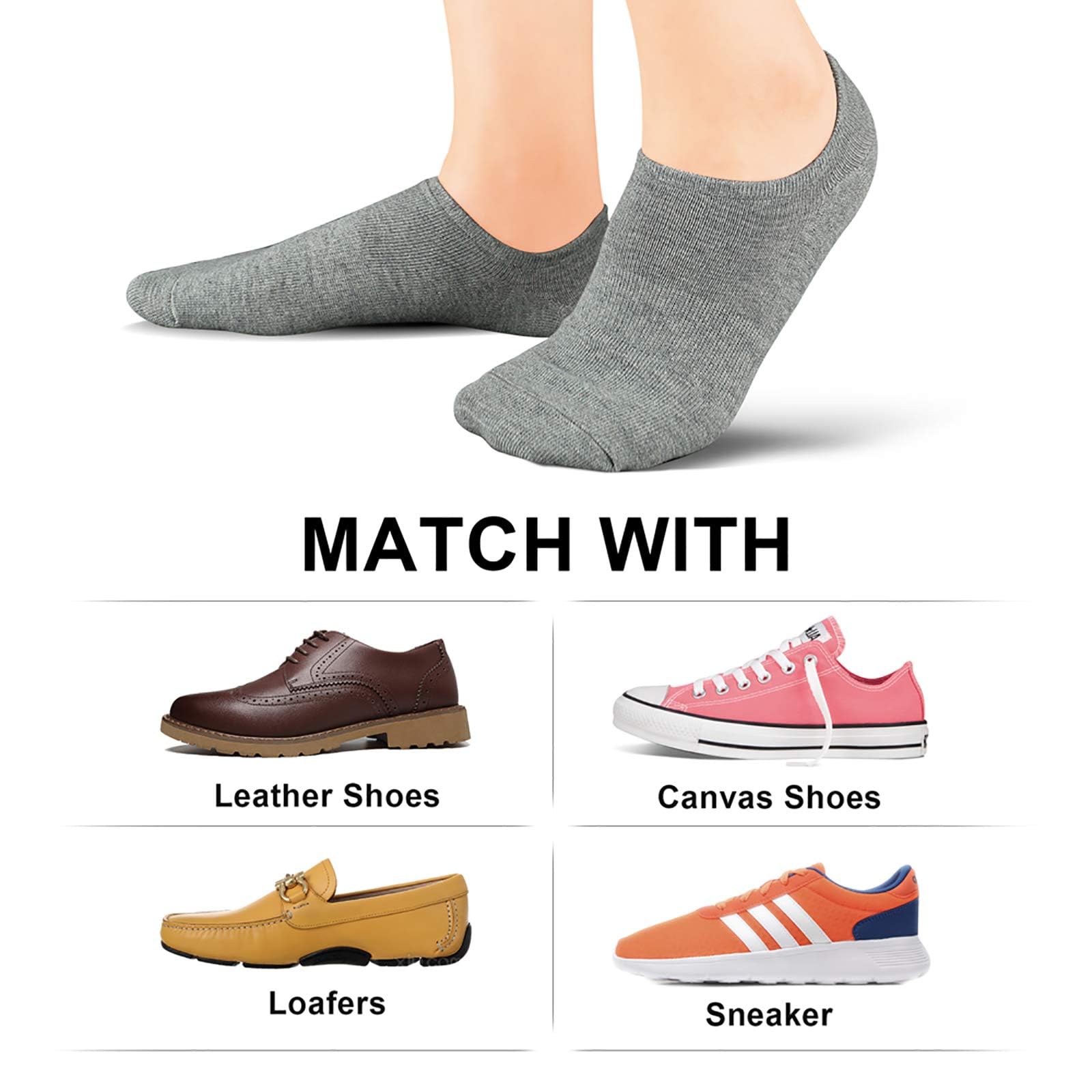 wernies No Show Socks Women Low Cut Ankle Socks Non Slip 4/8 Pairs