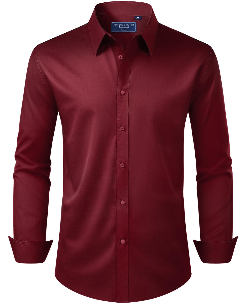 Alimens & Gentle Men's Dress Shirt Regular Fit Stretch Stain Shield Long Sleeve Solid Business Wedding Button Down Shirts