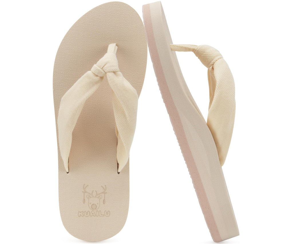 KuaiLu Flip Flops for Women with Arch Support Summer Beach Thong Sandals