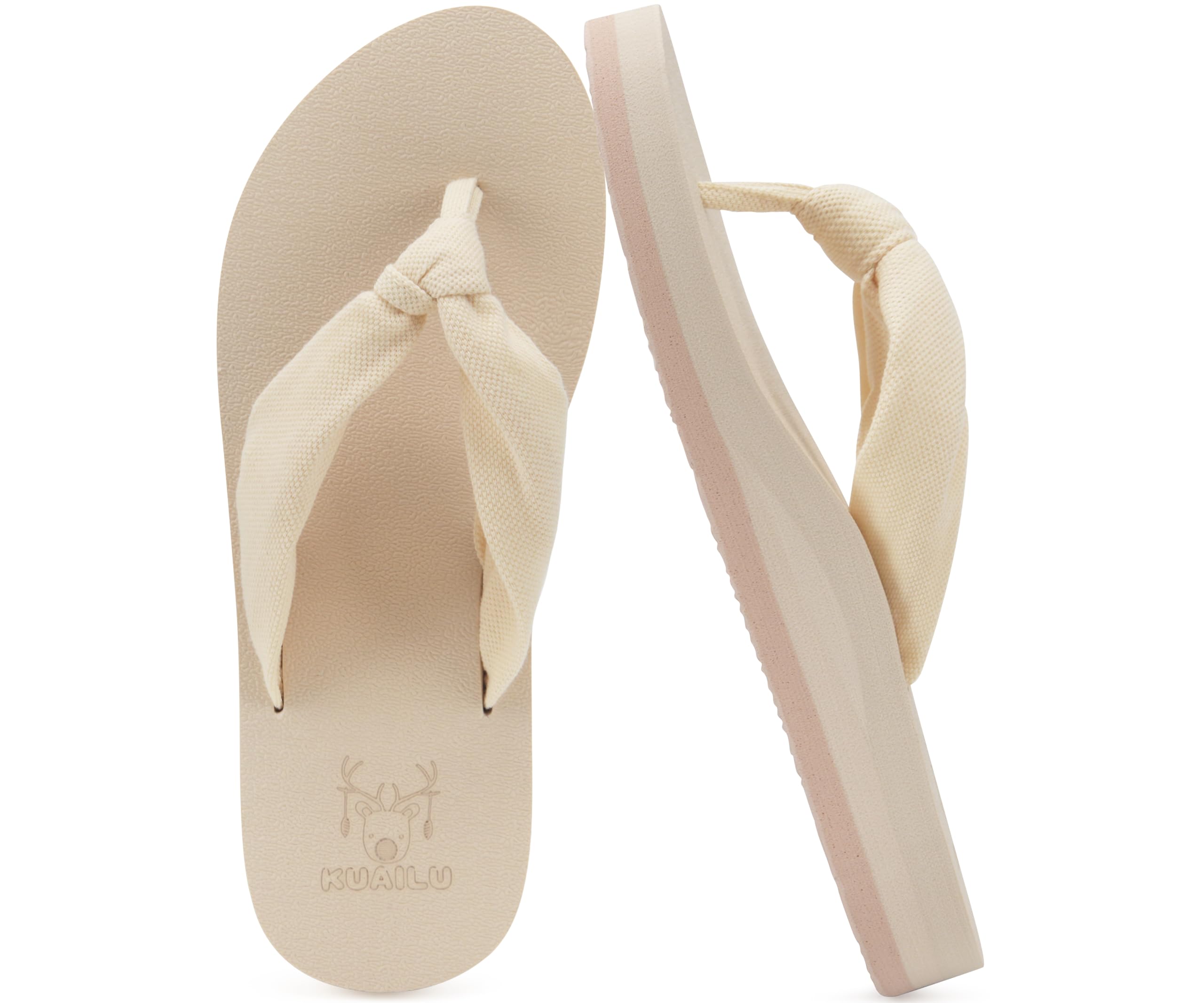 KuaiLu Flip Flops for Women with Arch Support Summer Beach Thong Sandals