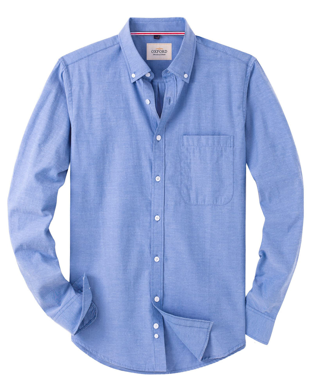 Alimens & Gentle Mens Solid Oxford Shirt Long Sleeve Dress Shirt Work Casual Button Down Shirts with Pocket