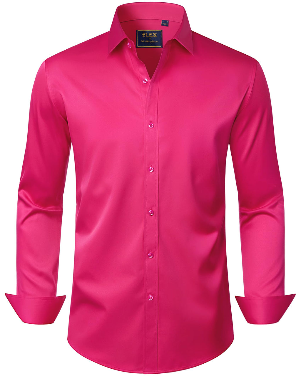 J.VER Men's Dress Shirts Solid Long Sleeve Stretch Wrinkle-Free Formal Shirt Business Casual Button Down Shirts