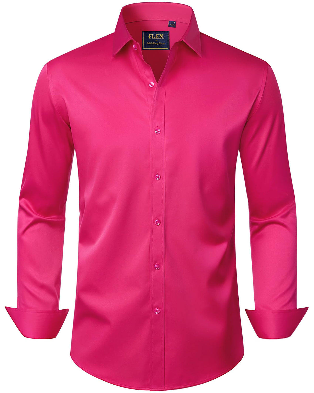J.VER Men's Dress Shirts Solid Long Sleeve Stretch Wrinkle-Free Formal Shirt Business Casual Button Down Shirts