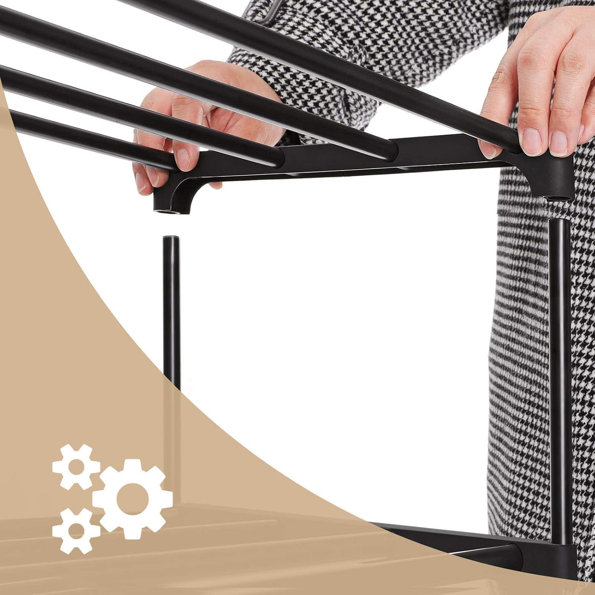 SONGMICS 3 Katlı Ayakkabı Rafı, Ayakkabı Saklama Düzenleyici, 2'li Set, Metal Saklama Rafı, 30 x 92 x 54 cm, Siyah Lsa06Bk