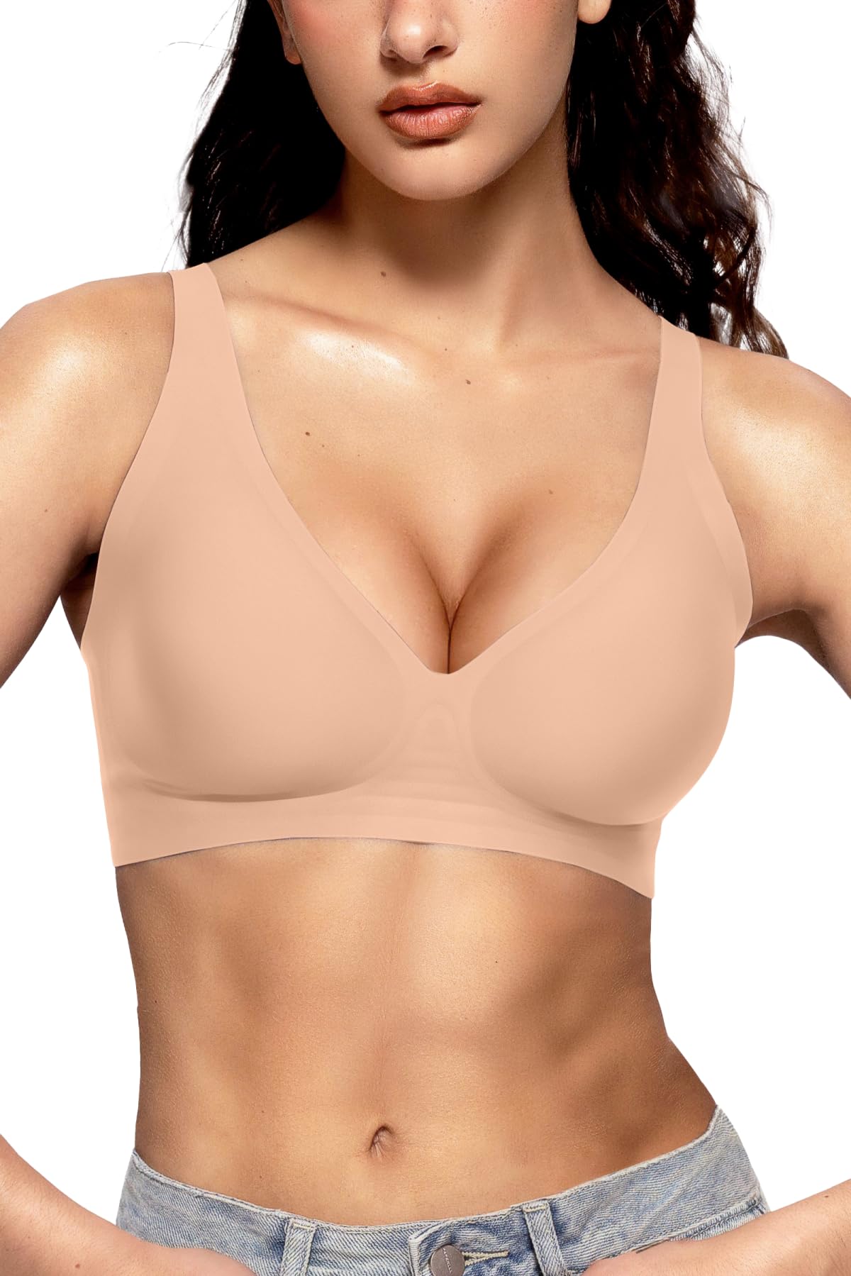 Vertvie Wireless Jelly Bras Push Up Plunge Seamless Supportive