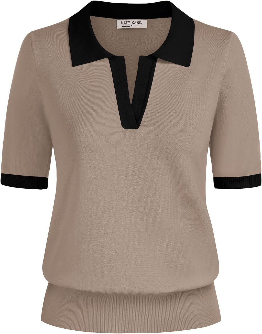 Women's Short Sleeve Classic V Neck Collared Casual Polo Sweater Tops