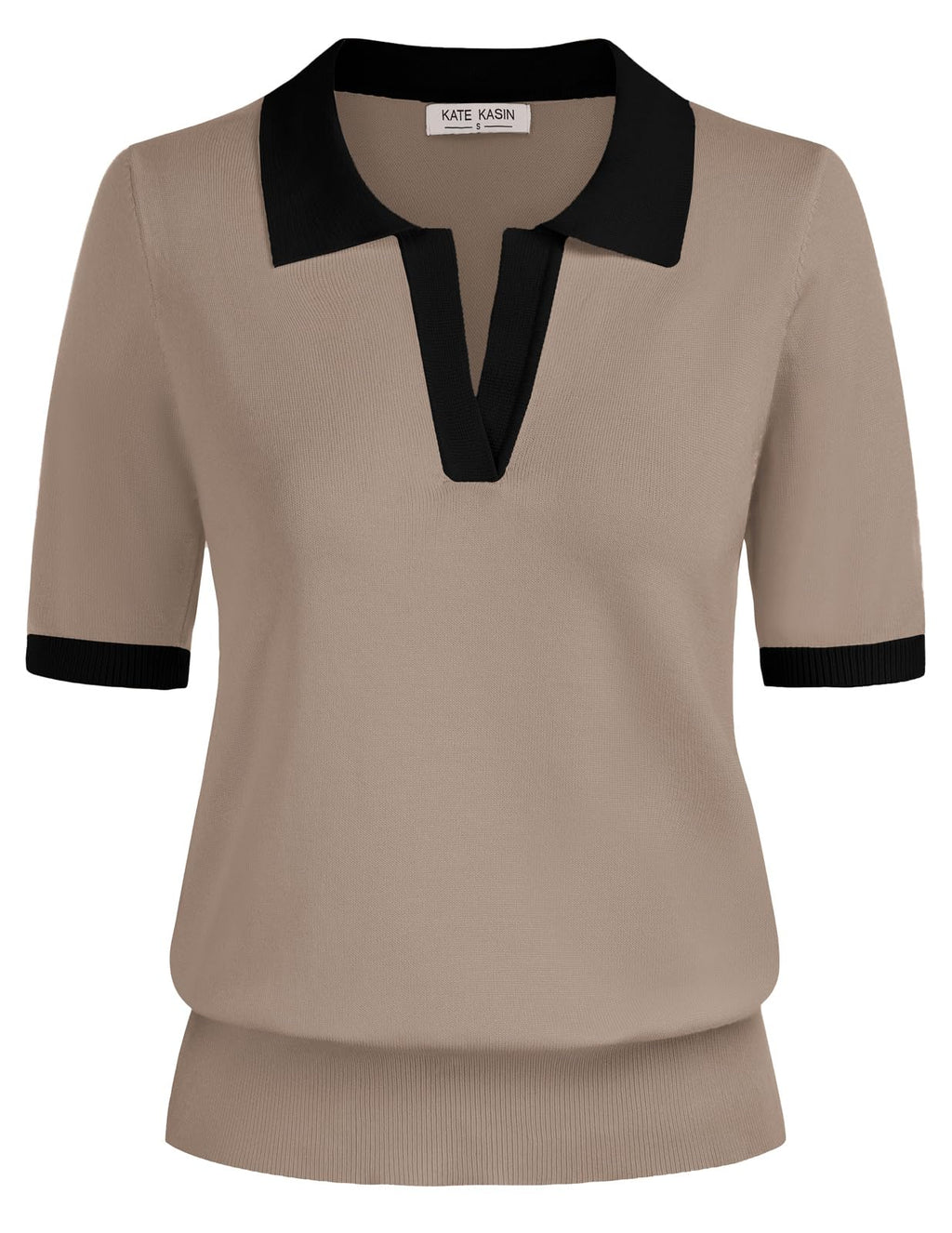 Women's Short Sleeve Classic V Neck Collared Casual Polo Sweater Tops