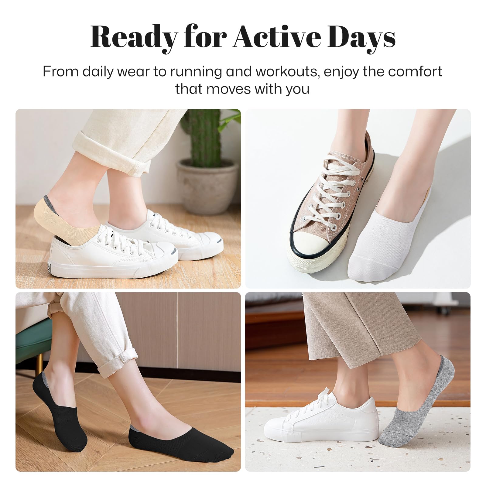 wernies No Show Socks Women Low Cut Ankle Socks Non Slip 4/8 Pairs