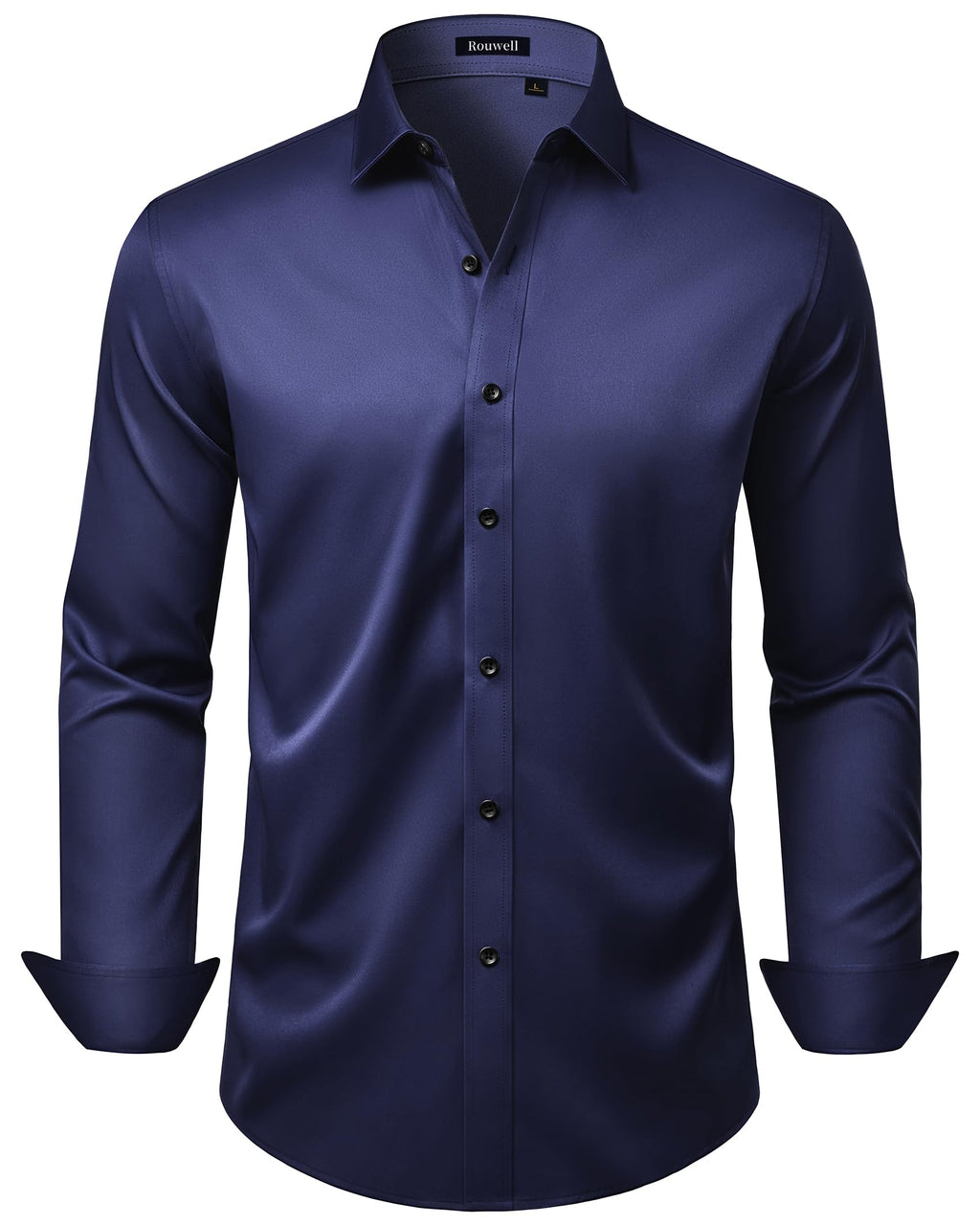 Mens Wrinkle Free Dress Shirts Regular Fit Business Button Down Shirt Formal Long Sleeve Wedding Stretch Shirts