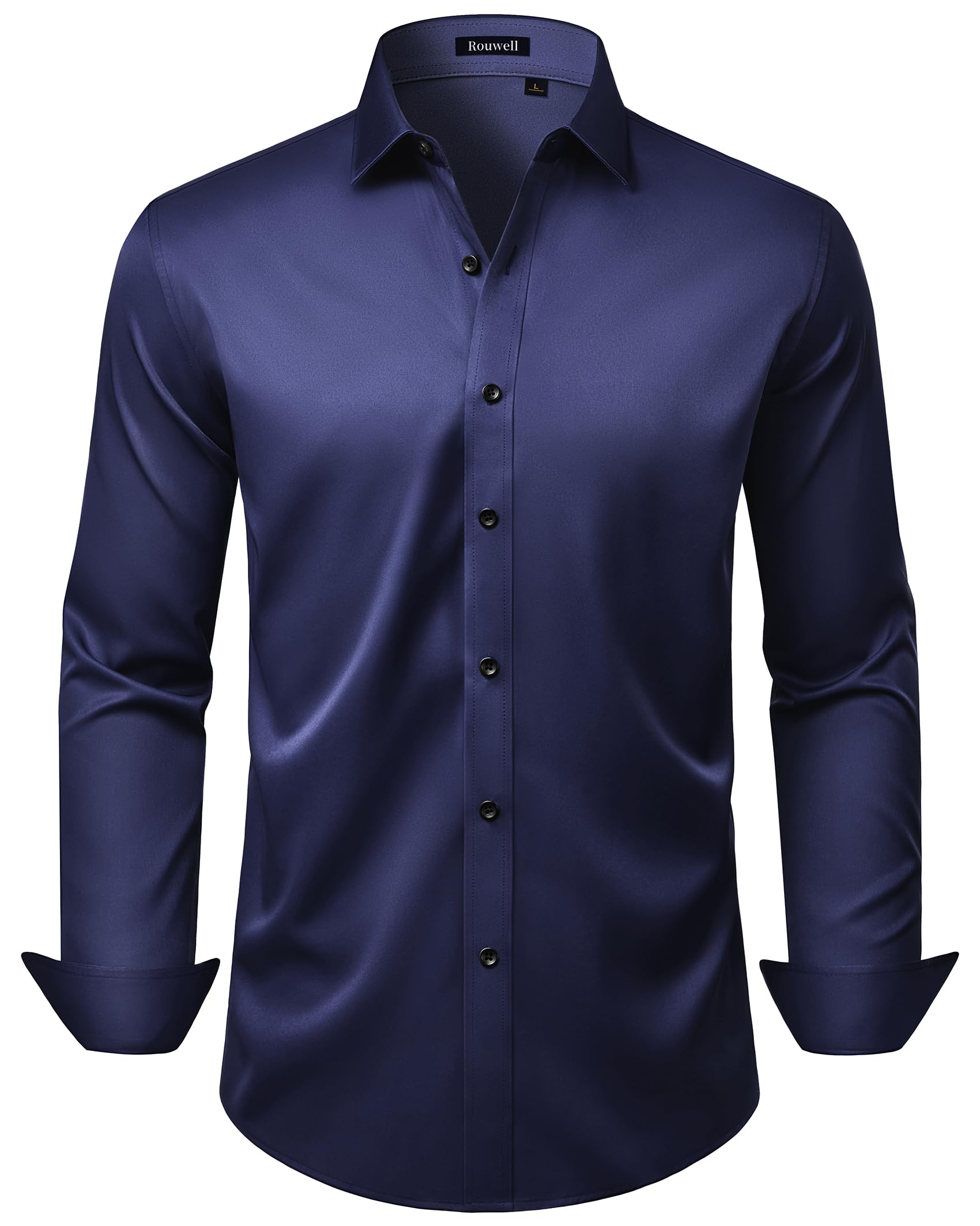 Mens Wrinkle Free Dress Shirts Regular Fit Business Button Down Shirt Formal Long Sleeve Wedding Stretch Shirts