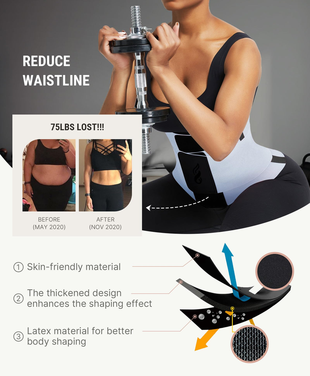 FeelinGirl Waist Trainer Belt Cincher Corset Tummy Control Faja Body Shaper