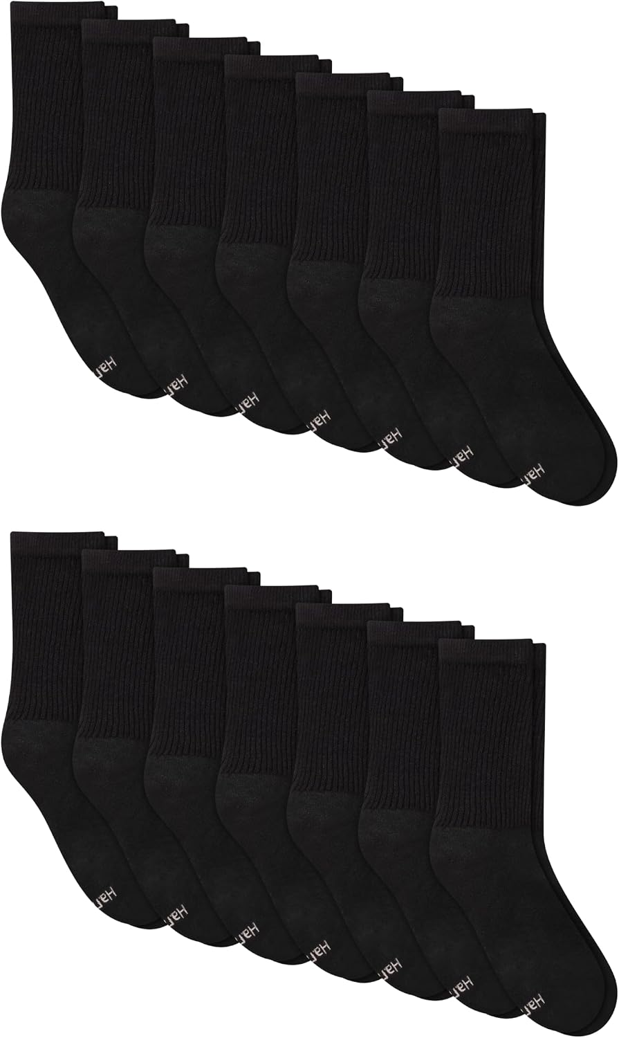 Hanes Women's Crew, Ankle, and No-Show Moisture-Wicking Cushioned Athletic Socks (14 Pack)