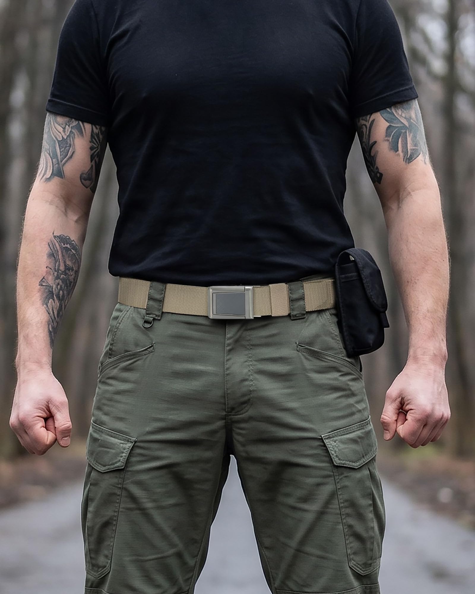 CHAOREN Tactical Belt Men - 1.5" Stretch Work Belt with Zinc Alloy Buckle