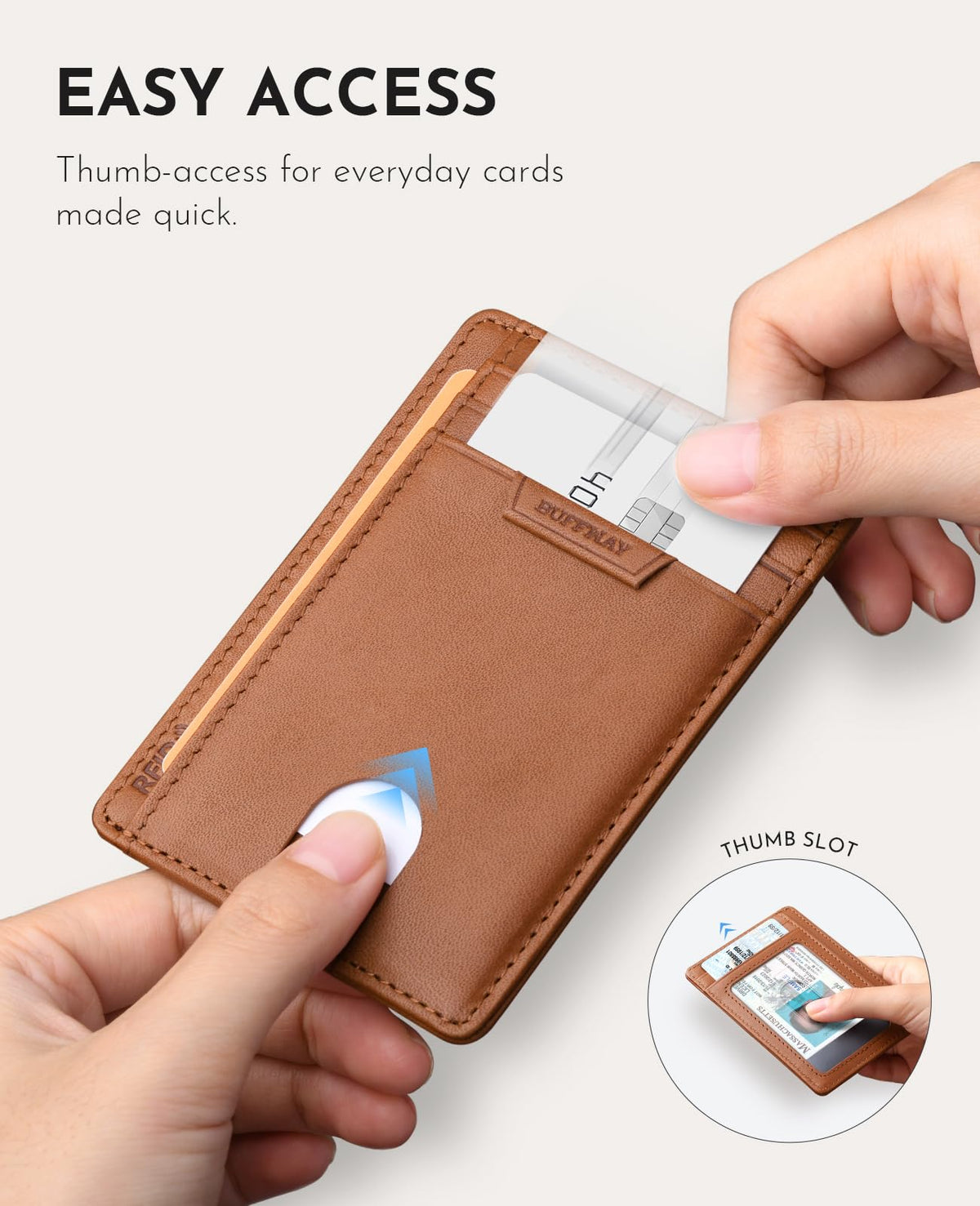 Buffway Slim Minimalist Front Pocket RFID Blocking Leather Wallets for Men and Women - Cross Black