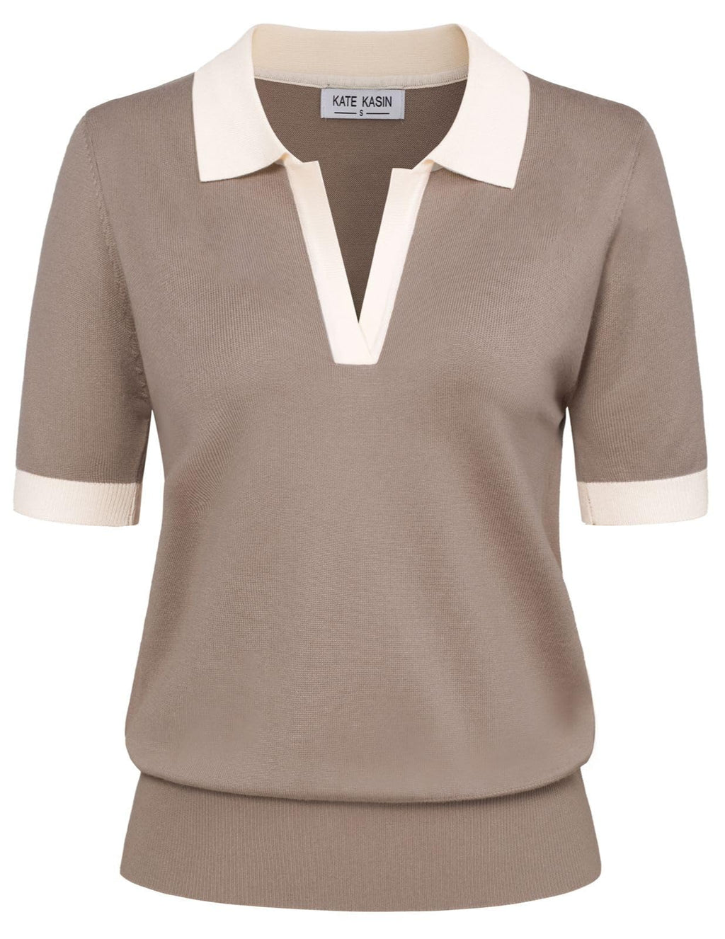 Women's Short Sleeve Classic V Neck Collared Casual Polo Sweater Tops