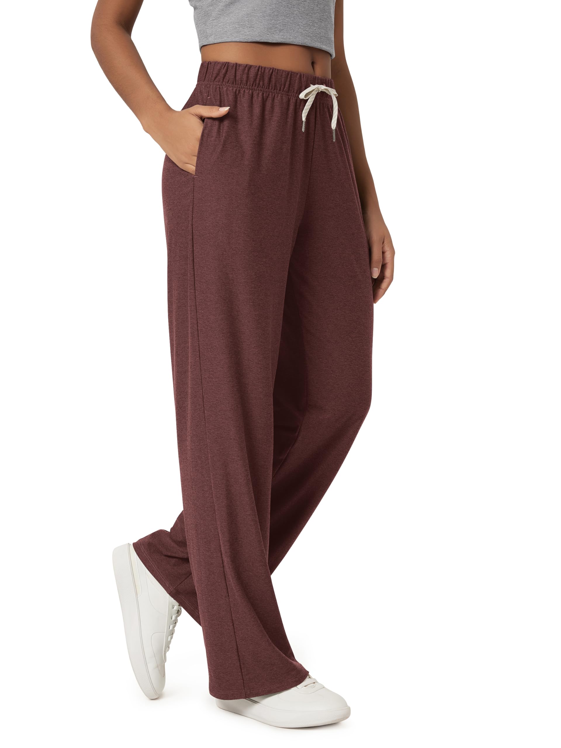 ODODOS Women's Straight Leg Pants Ultra Soft odSTRATUM Tech Relaxed Casual Pajama Lounge Pants with Pockets-27/29/31 Inseam