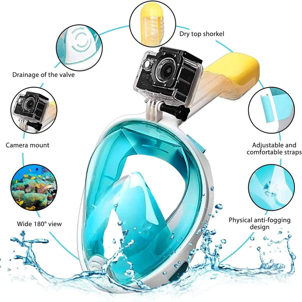 Dalış Maskeleri Çocuklar,Snorkel Maskesi, 5-14 yaşında çocuklar için Tam Yüzü Paylama Maskesi Anti-Fog, Anti-Leak Top Snorkel Seti