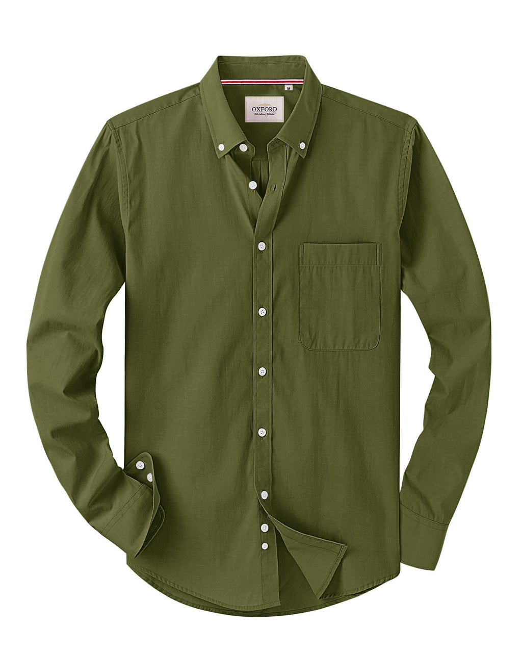 Alimens & Gentle Mens Solid Oxford Shirt Long Sleeve Dress Shirt Work Casual Button Down Shirts with Pocket