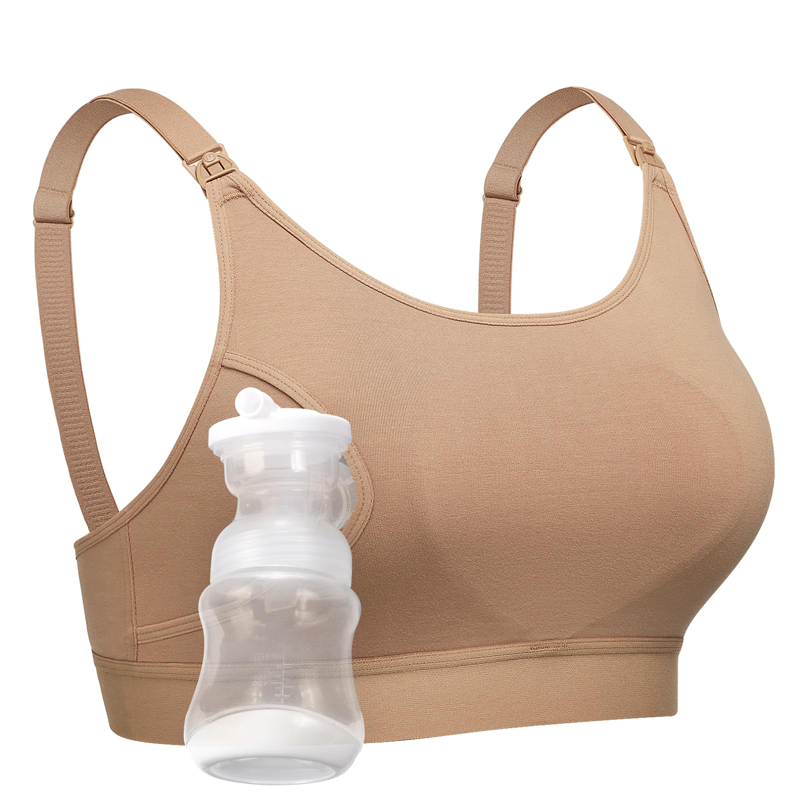 Momcozy Hands Free Pumping & Nursing Bra, Adjustable Cotton Breast Pump Bra