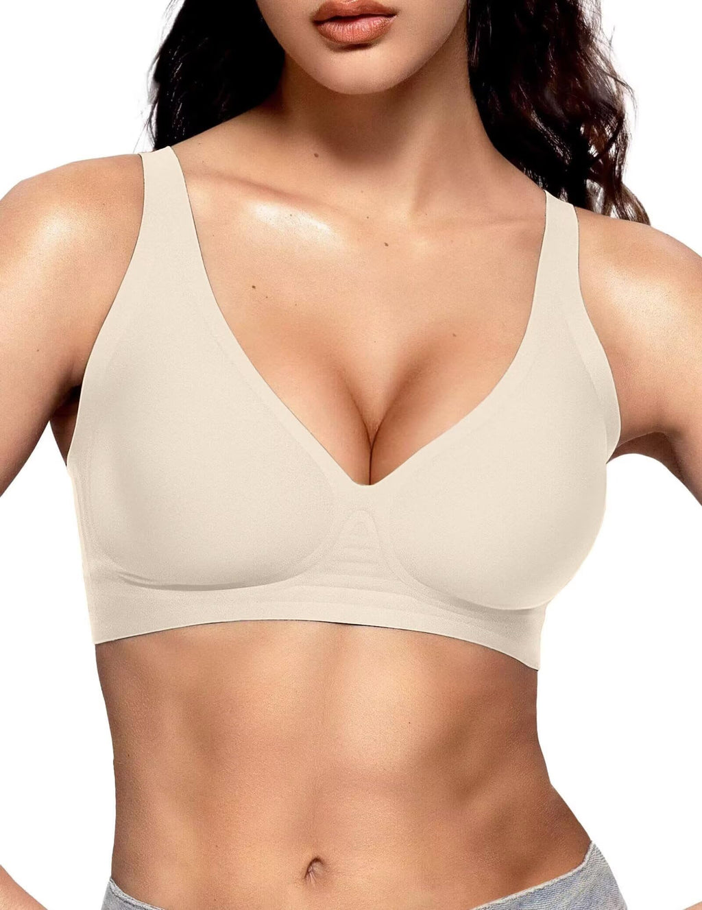 Vertvie Wireless Jelly Bras Push Up Plunge Seamless Supportive