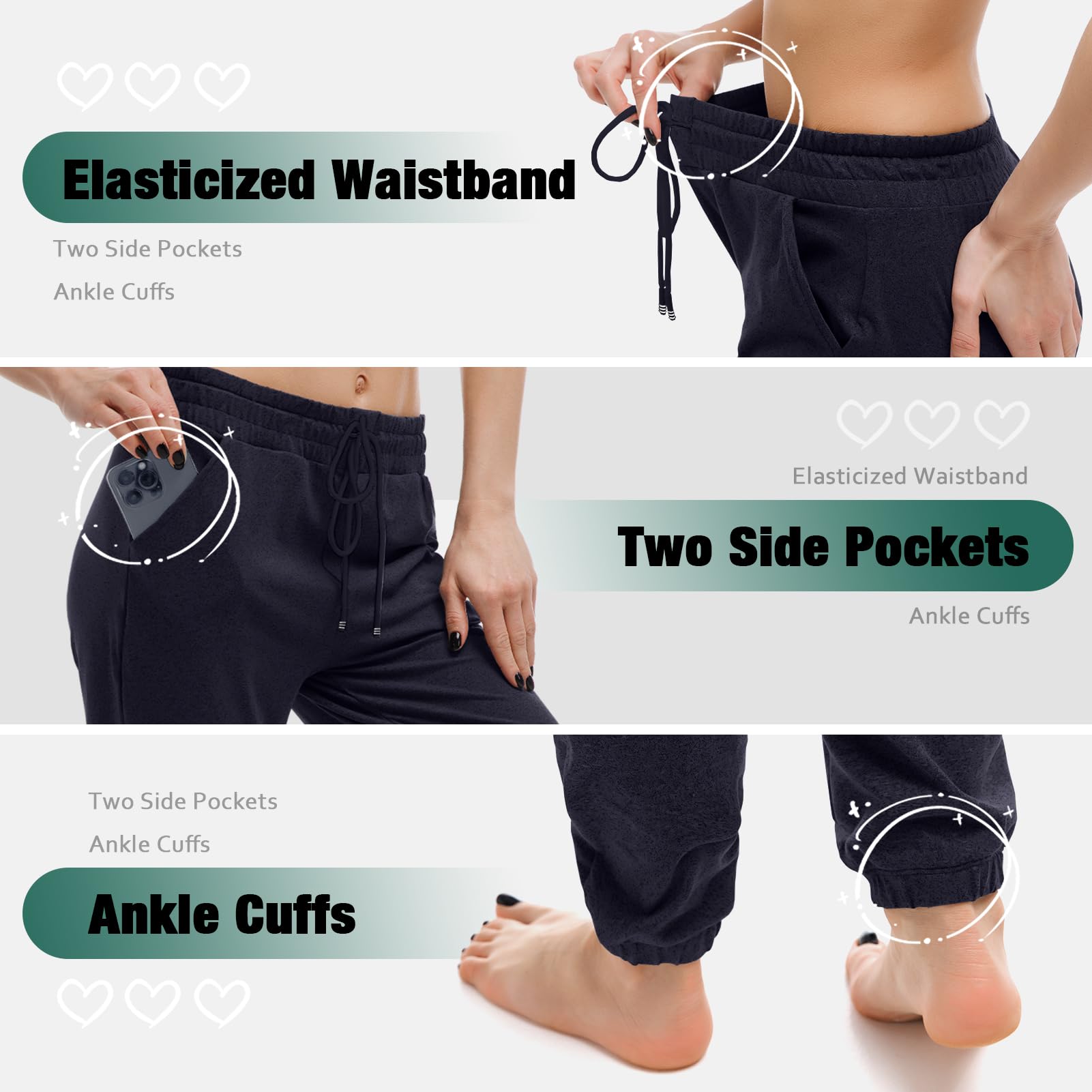 Walifrey Joggers with Pockets, Drawstring Sweatpants Women