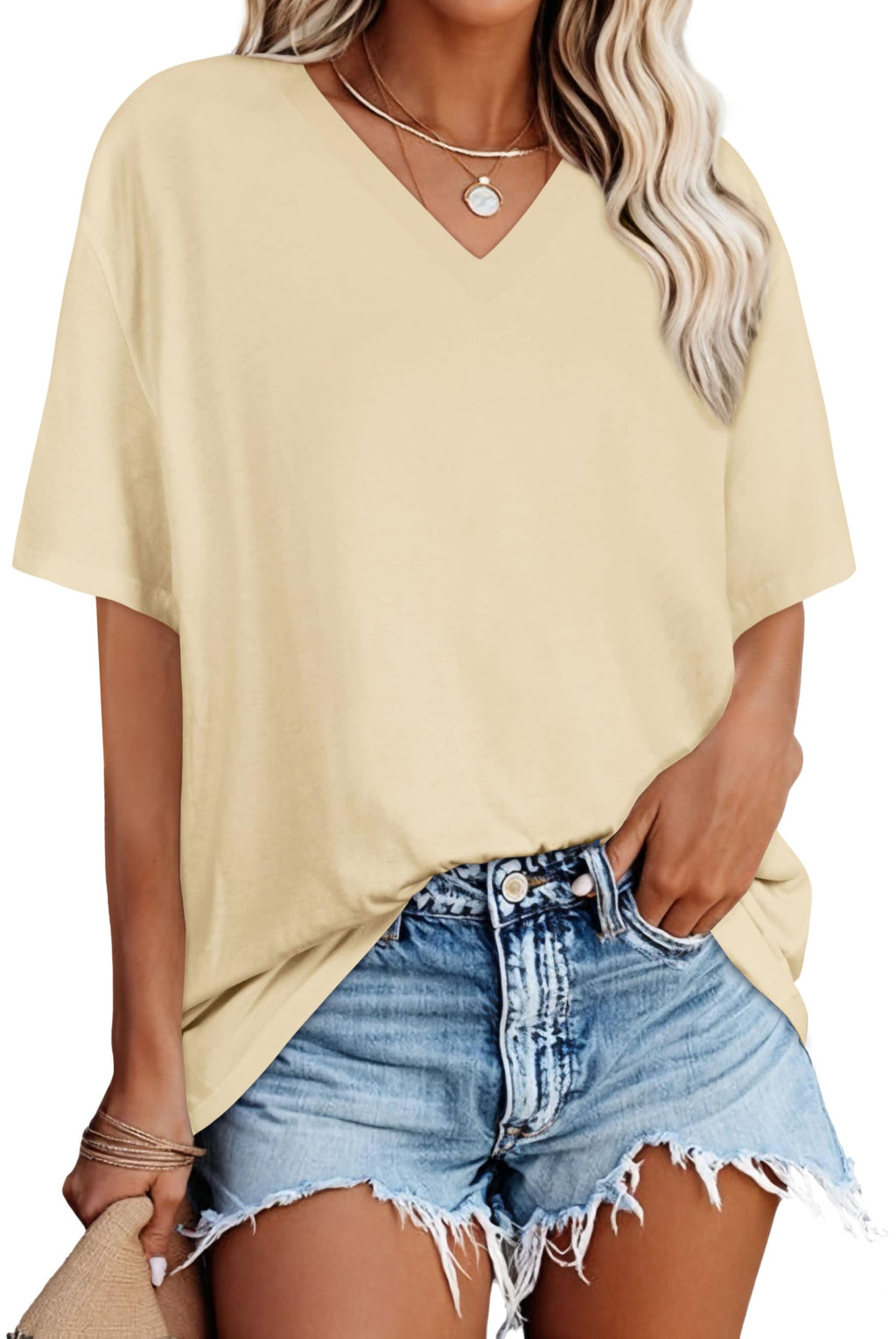 Oversized Tshirts for Women Graphic V Neck Short Sleeve Summer Casual Tops