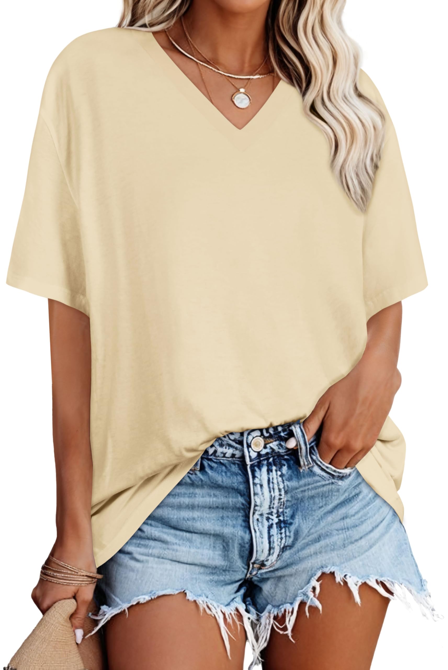Oversized Tshirts for Women Graphic V Neck Short Sleeve Summer Casual Tops