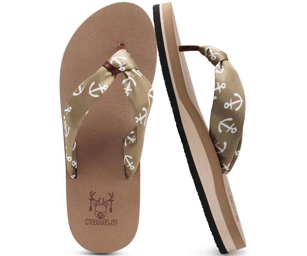 KuaiLu Flip Flops for Women with Arch Support Summer Beach Thong Sandals