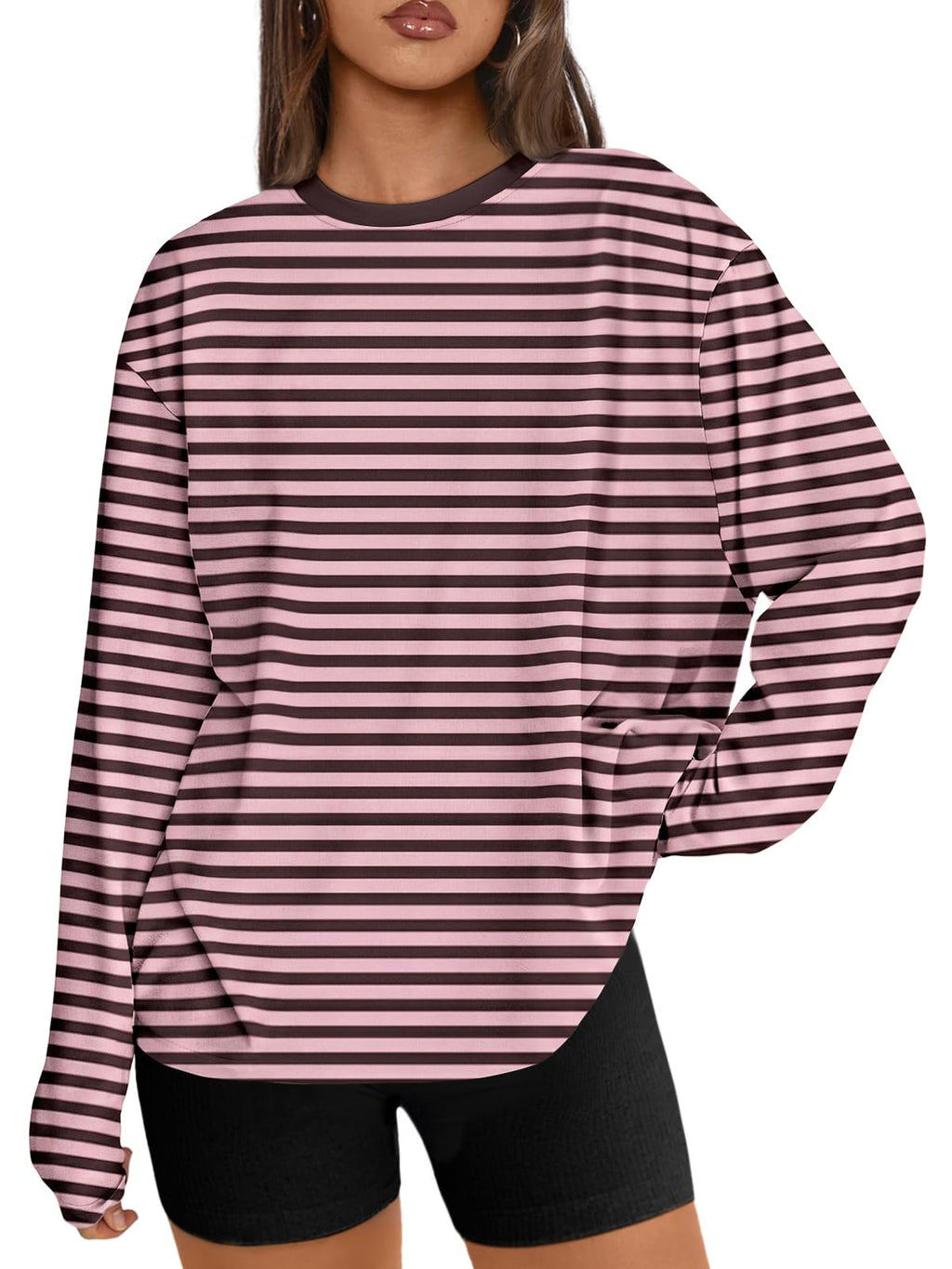 Trendy Queen Womens Oversized Long Sleeve Shirts Fall Tops 2026 Basic Tees
