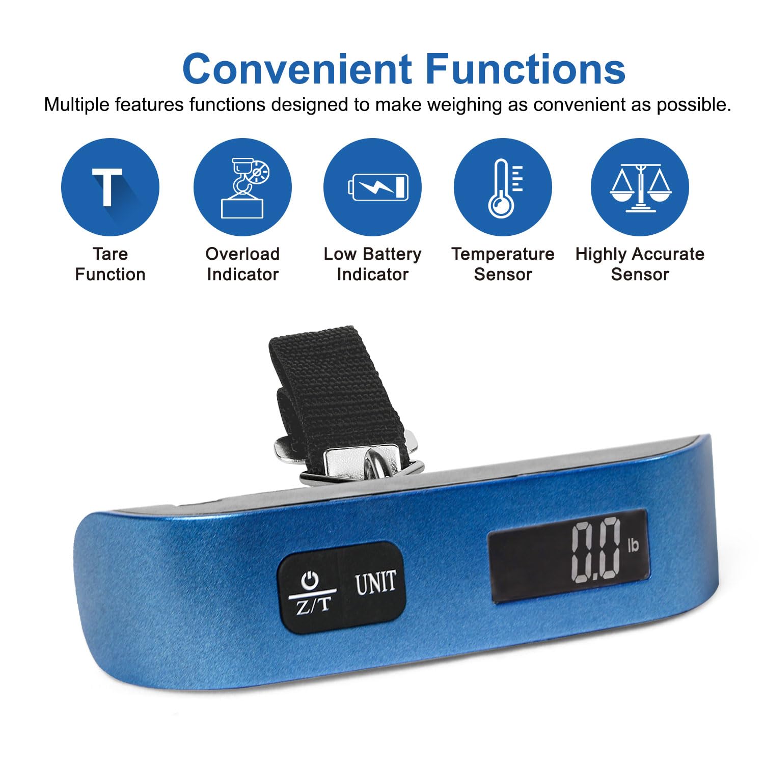 travel inspira Digital Luggage Scale – Portable Hanging Suitcase Weight Scale for Travel, 110 lb Capacity, Backlit LCD Display, Prevents Airport Overweight Fees, Battery Included