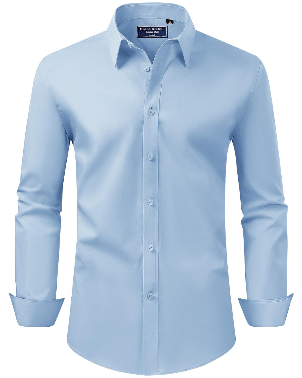 Alimens & Gentle Men's Dress Shirt Regular Fit Stretch Stain Shield Long Sleeve Solid Business Wedding Button Down Shirts