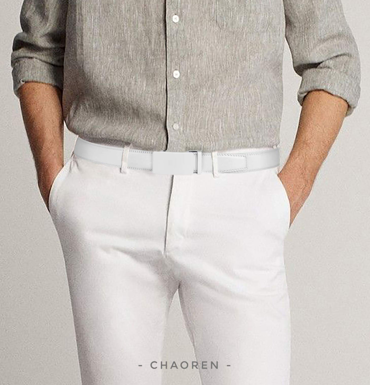 CHAOREN Mens Leather Ratchet Belt - 1 3/8" for Dress Pants