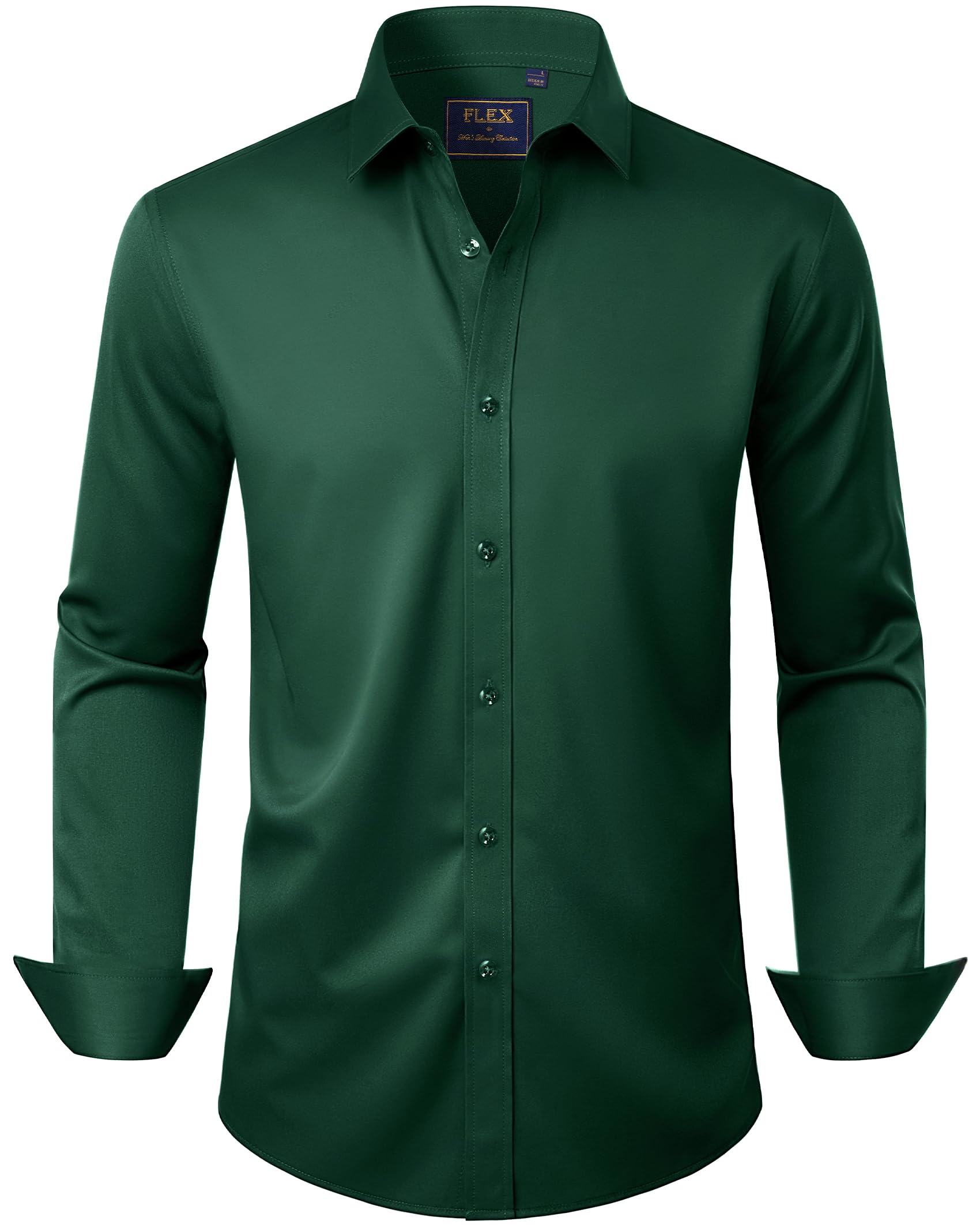 J.VER Men's Dress Shirts Solid Long Sleeve Stretch Wrinkle-Free Formal Shirt Business Casual Button Down Shirts