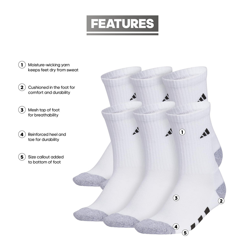adidas Kids Athletic Cushioned Crew Socks 6 Pairs