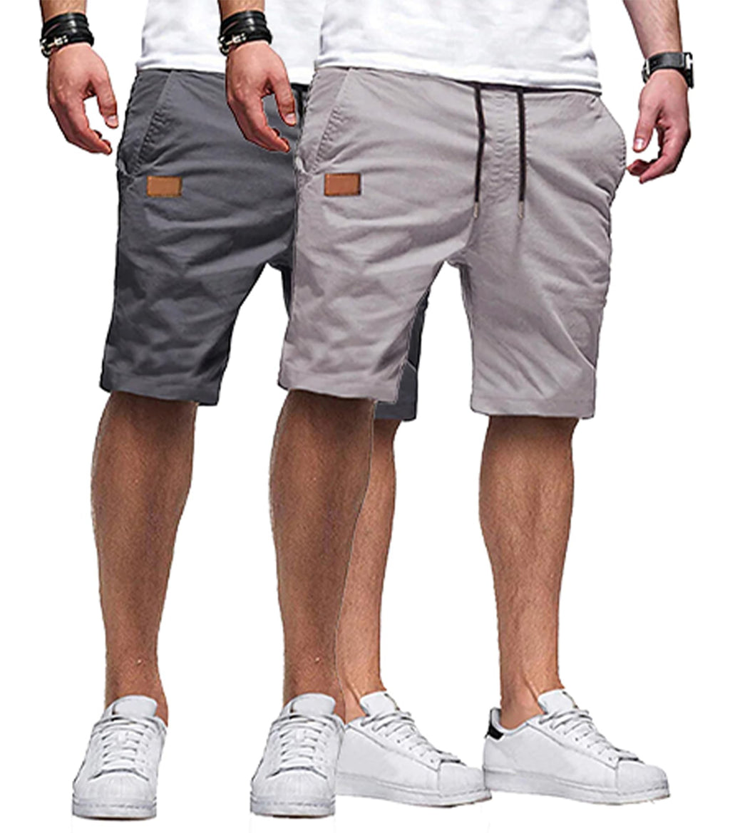 JMIERR Mens Cotton Stretch Shorts Casual Drawstring Twill Chino Shorts