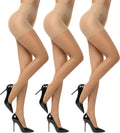 EVERSWE 3 Pairs Women's Sheer Pantyhose 20D, High Waist Control Top Pantyhose Hosiery