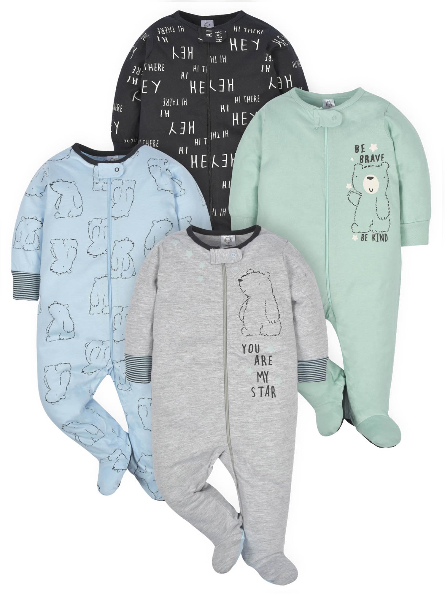 Gerber Baby Boys' 4 Pack Sleep 'N Play Footie