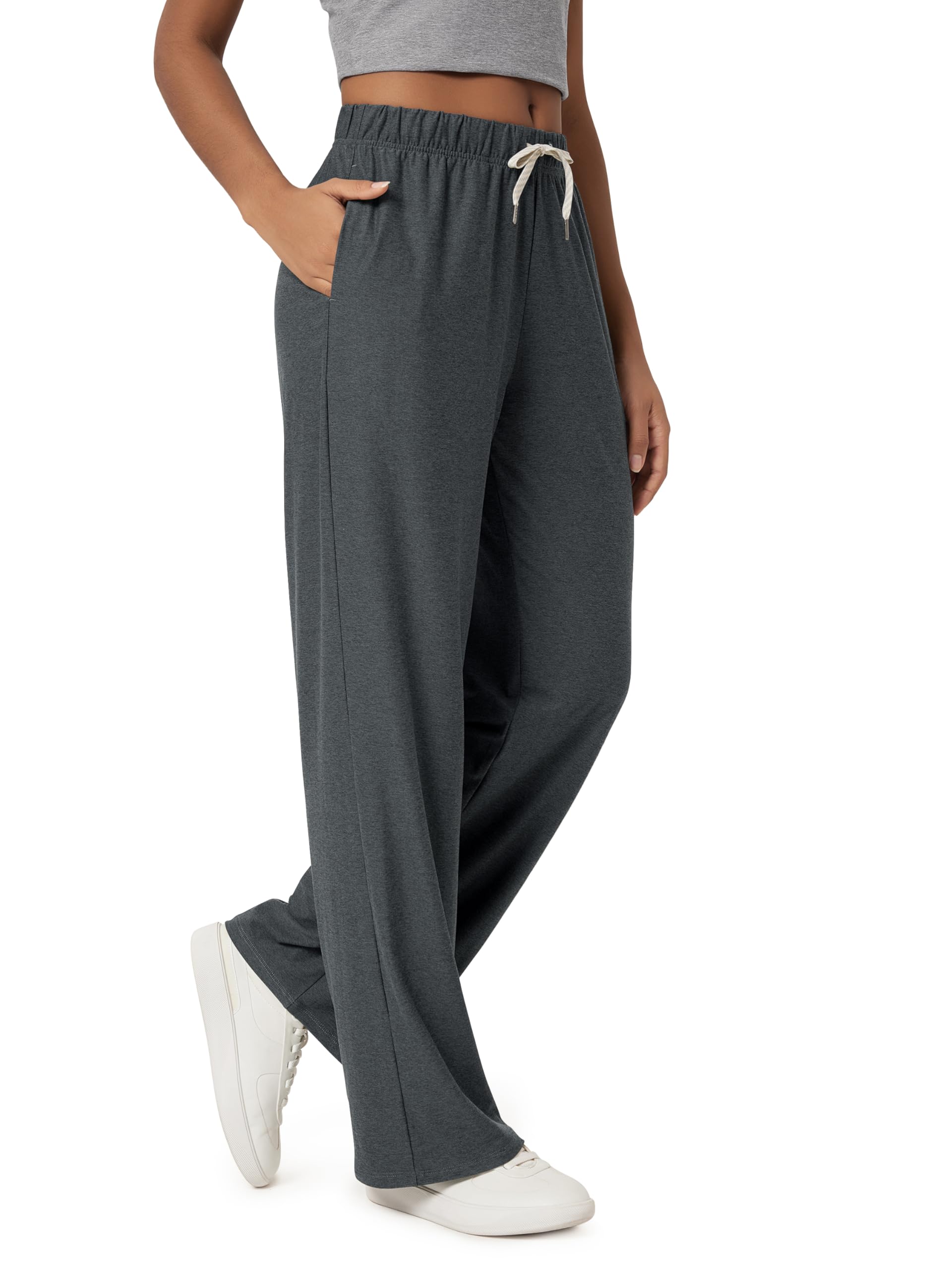 ODODOS Women's Straight Leg Pants Ultra Soft odSTRATUM Tech Relaxed Casual Pajama Lounge Pants with Pockets-27/29/31 Inseam