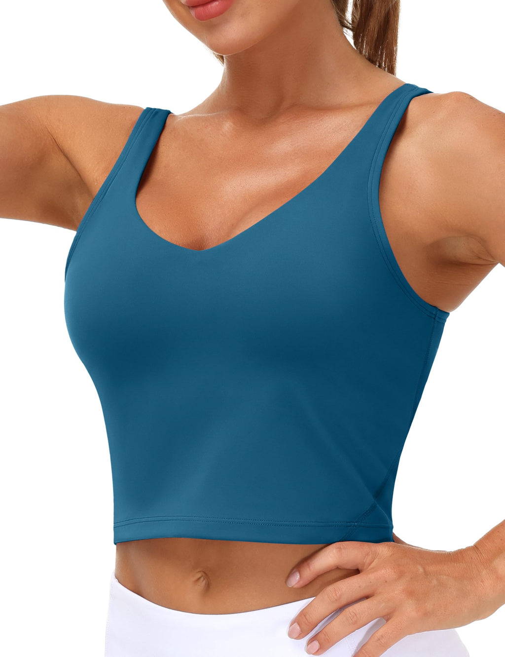 THE GYM PEOPLE Women’s Longline Sports Bra Wirefree Padded Medium Support Yoga Bras Gym Running Workout Tank Tops