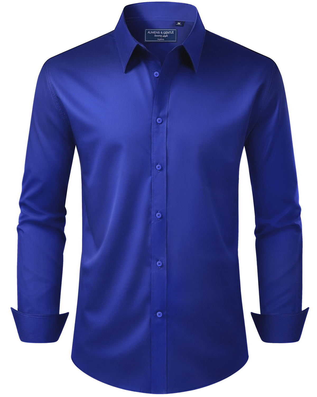 Alimens & Gentle Men's Dress Shirt Regular Fit Stretch Stain Shield Long Sleeve Solid Business Wedding Button Down Shirts