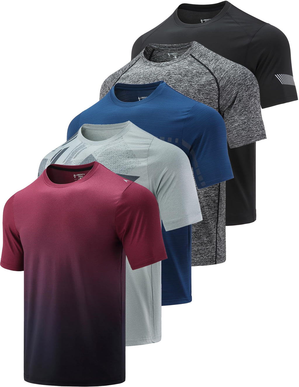 Liberty Imports 5 Pack Men's Active Quick Dry Crew Neck T Shirts
