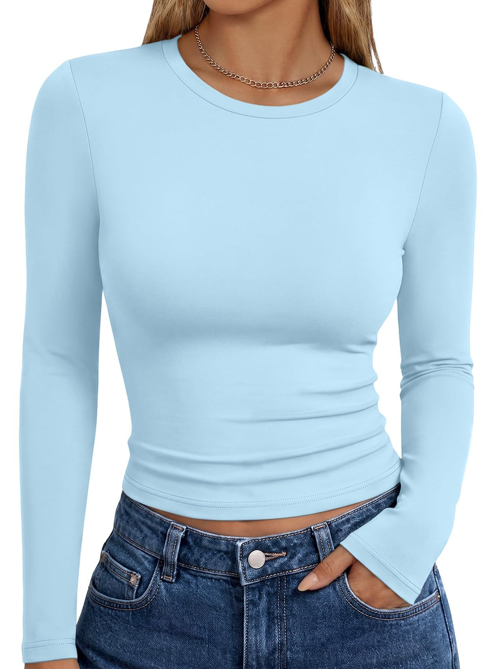 Trendy Queen Womens Long Sleeve T Shirts Fall Fashion Basic Y2K Tops 2026