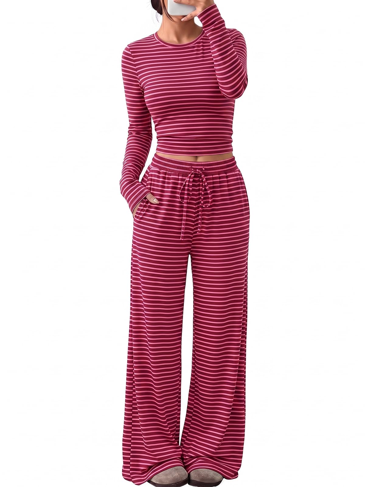 Trendy Queen Women's 2 Piece 2026 Fall Fashion Lounge Set with Pockets