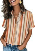 Zeagoo Button Down Shirts for Women Short Sleeve Tops Dressy Casual Blouses