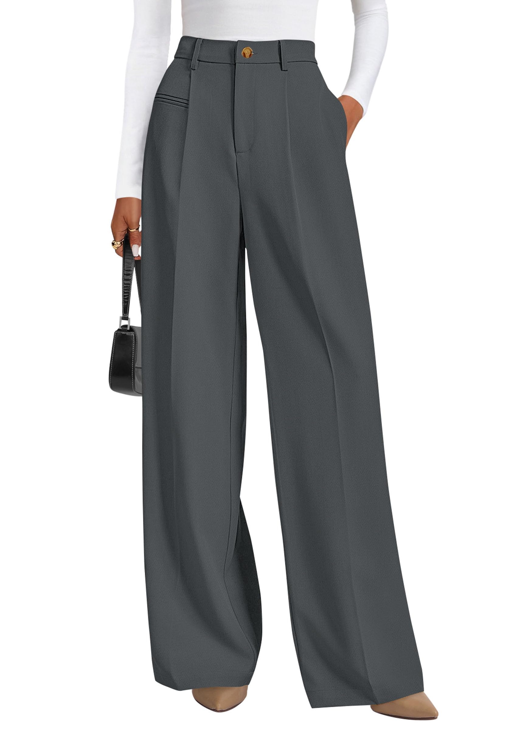 PRETTYGARDEN Women's Tailored Wide Leg Work Dress Pants