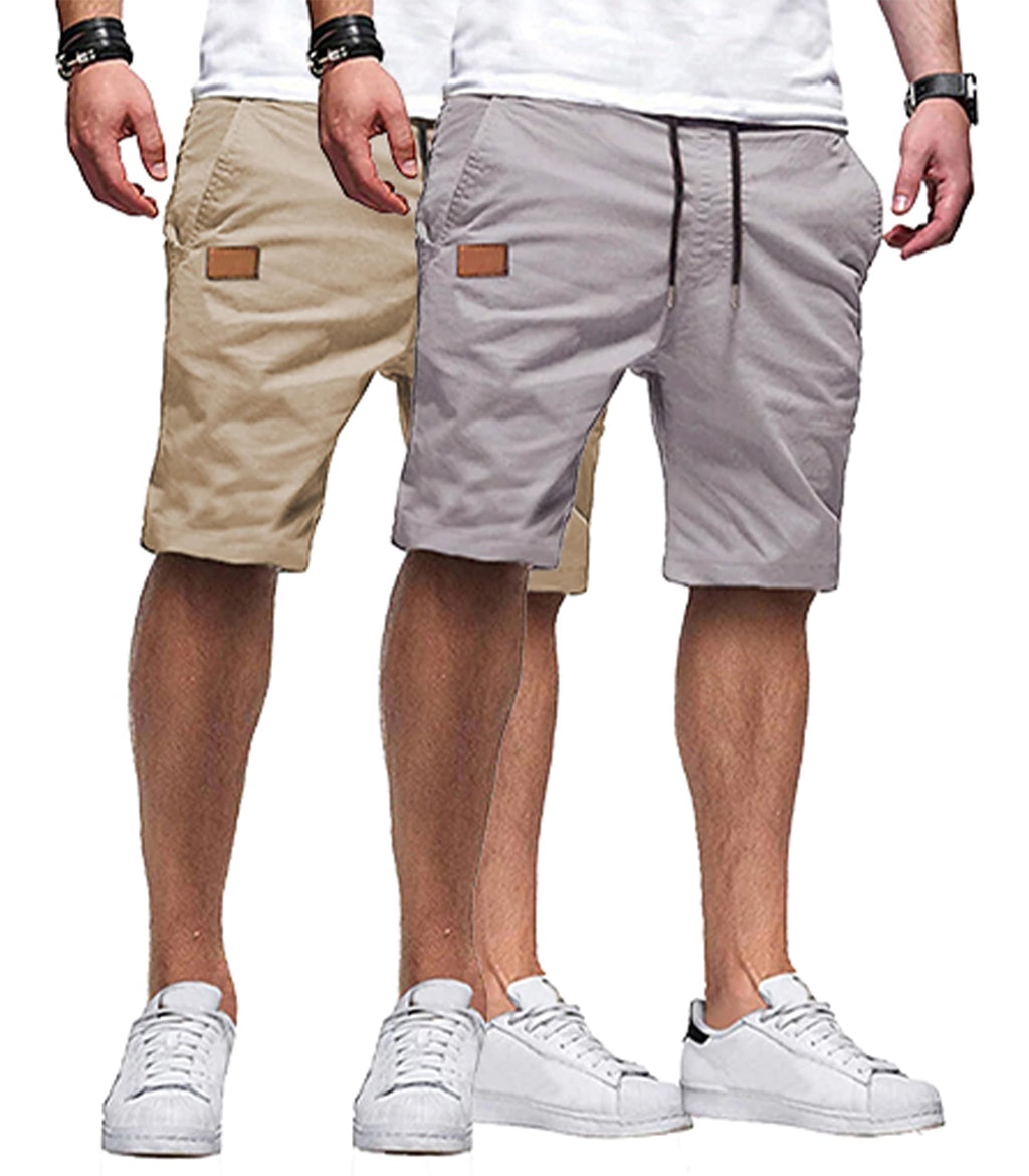 JMIERR Mens Cotton Stretch Shorts Casual Drawstring Twill Chino Shorts